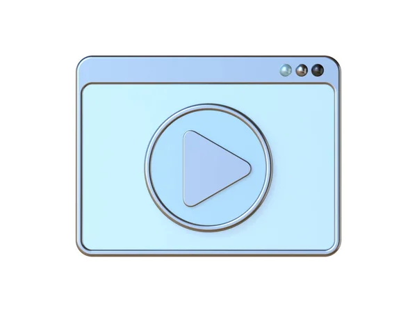 ビデオプレーヤーウィンドウアイコン白い背景に隔離された3Dレンダリングイラスト — ストック写真