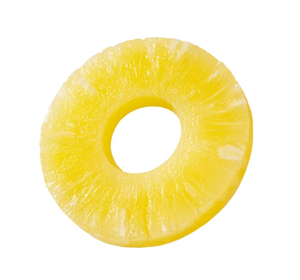 Ananasové Plátky Umístěné Bílém Podkladu Obsah Plechovky Ananasem — Stock fotografie