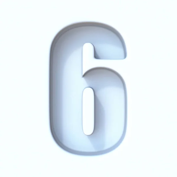 Λευκή Σκιά Τρύπας Αριθμός Γραμματοσειράς Six Καθιστούν Την Απεικόνιση Απομονωμένη — Φωτογραφία Αρχείου