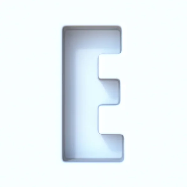 白孔阴影字体字母E 3D渲染图形孤立在白色背景 — 图库照片