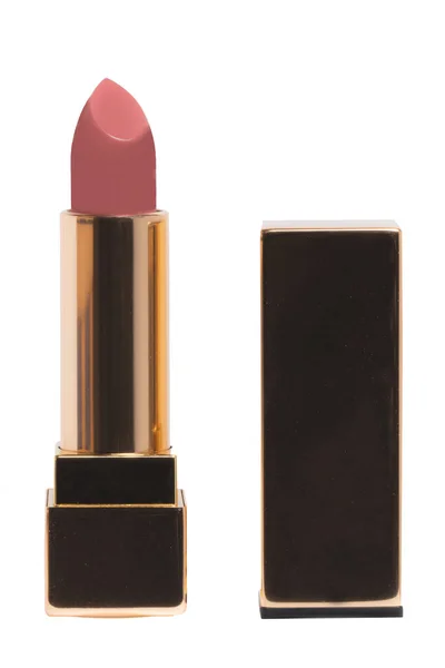 Lipstick Isolated Closeup Elegant Gold Black Lipstick Isolated White Background — Stock Photo, Image