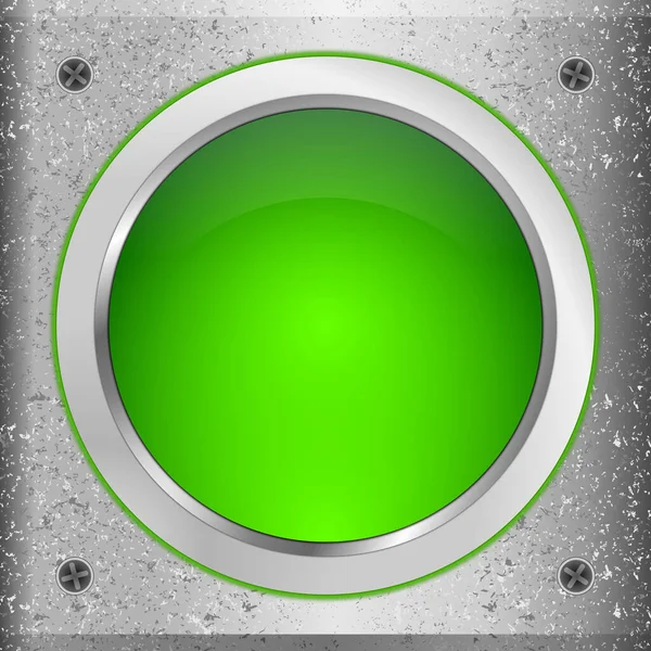 Blank Button Green Metal Plate Illustration — Stock Photo, Image