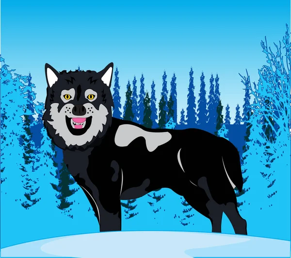 Abbildung Eines Wolfes Mit Einem Großen Hund — Stockfoto