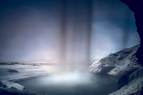 Seljalandsfoss Şelalesi Nin Içinden Güzel Bir Manzara Nehrin Güçlü Irmağı — Stok fotoğraf