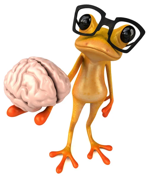 Fun Cartoon Holding Brain Illustration — Stock Photo, Image