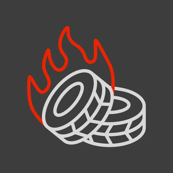 Two Lying Burning Tires Revolutionary Barricade Vector Icon Demonstration Protest — Stock Photo, Image