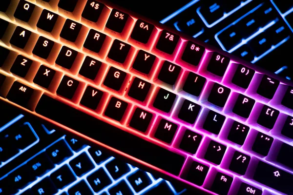 Toppvisnings Detaljer Opplyste Rgb Tastatur Mekanisk Spill Svart Bord Oppå – stockfoto