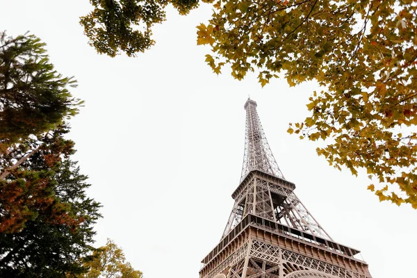Ейфелева Вежа Восени Франція Подорожує Під Час Відпустки Фотографія Високої — стокове фото