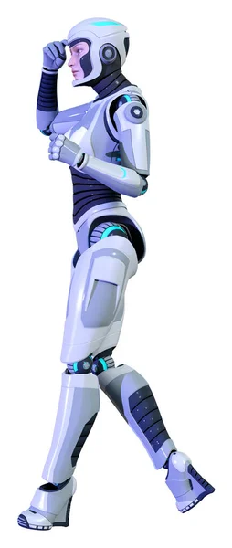 Rendering Female Robot Isolated White Background — Stock Photo, Image