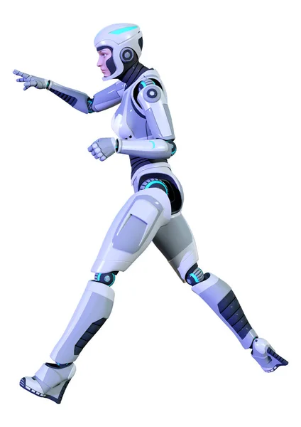 Rendering Female Robot Isolated White Background — Stock Photo, Image