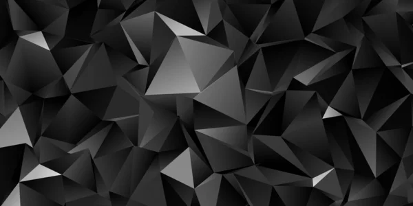 要旨黒三角形背景 低ポリイラスト 暗多角形パターン — ストック写真