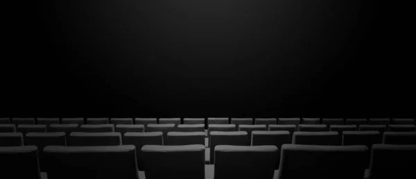 Cinema Cinema Com Fileiras Assentos Fundo Espaço Cópia Preta Bandeira — Fotografia de Stock