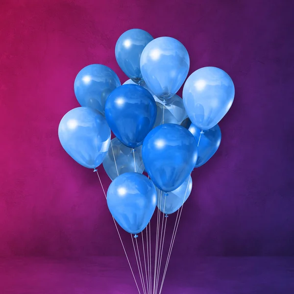 Balões Azuis Fundo Parede Roxo Renderização Ilustração — Fotografia de Stock