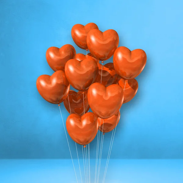 Mavi Arka Planda Turuncu Kalp Şeklinde Balonlar Illüstrasyon Oluşturucu — Stok fotoğraf