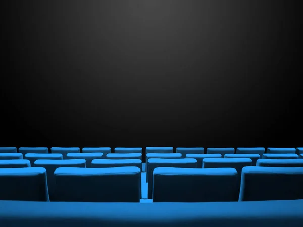 Cinema Movie Theatre Blue Seats Rows Black Copy Space Background — Stock Photo, Image