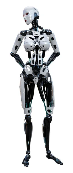 Beyaz Arkaplanda Izole Edilmiş Bir Robotun Görüntülemesi — Stok fotoğraf