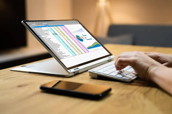 Software Planilha Eletrônica Análise Auditor Laptop — Fotografia de Stock