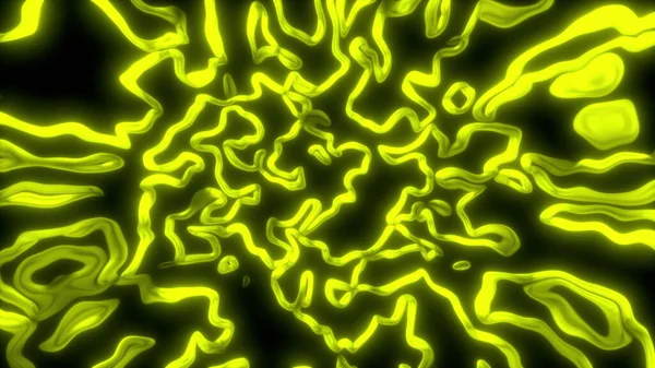 지렁이의 거리는 줄들이 휘어진 렌더링 공간에 구부러져 현미경의 하에서 염색체의 — 스톡 사진