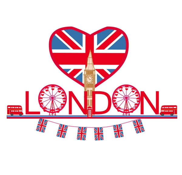 Testo Decorativo Con Icone Londra — Foto Stock