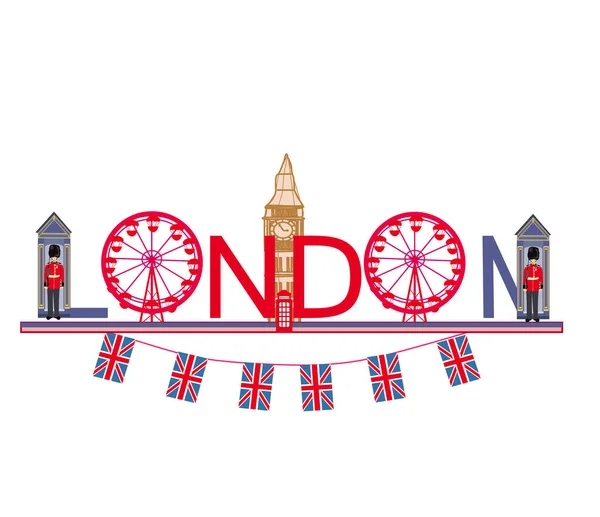 Testo Decorativo Con Icone Londra — Foto Stock