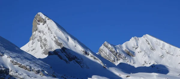 Pieken Van Churfirsten Range Een Heldere Winterochtend — Stockfoto
