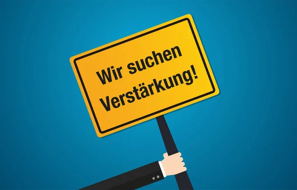 Estamos Contratando Signo Promoción Trabajo Aplicación Texto Alemán Diseño Vector — Foto de Stock