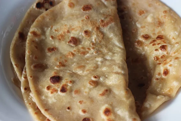 Vista Cerca Del Pan Hecho Mano Aceite Llamado Paratha Roti — Foto de Stock