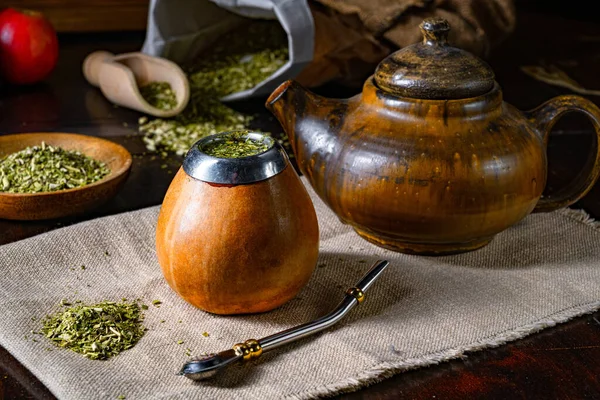 Чай Чашке Деревянном Фоне — стоковое фото
