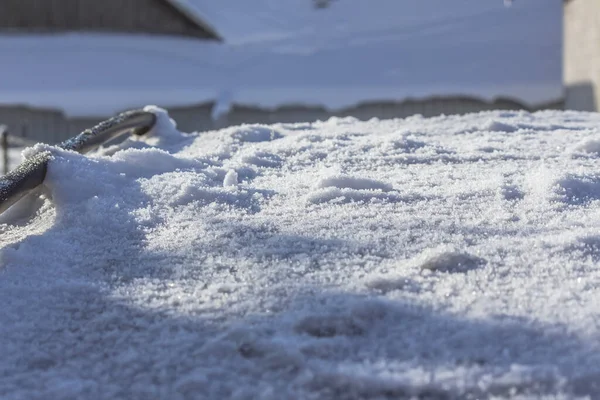 Gros Plan Sur Les Particules Neige Les Flocons Fond Neige — Photo