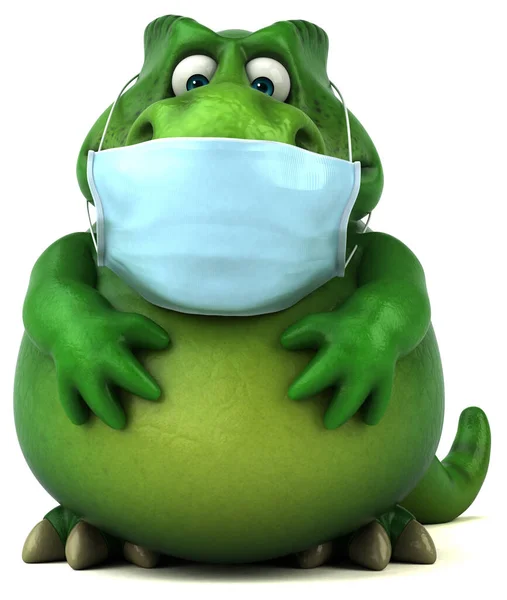 绿色医疗面具的有趣卡通青蛙 — 图库照片