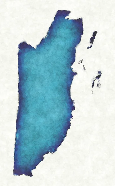 Mapa Belice Con Líneas Dibujadas Ilustración Acuarela Azul — Foto de Stock