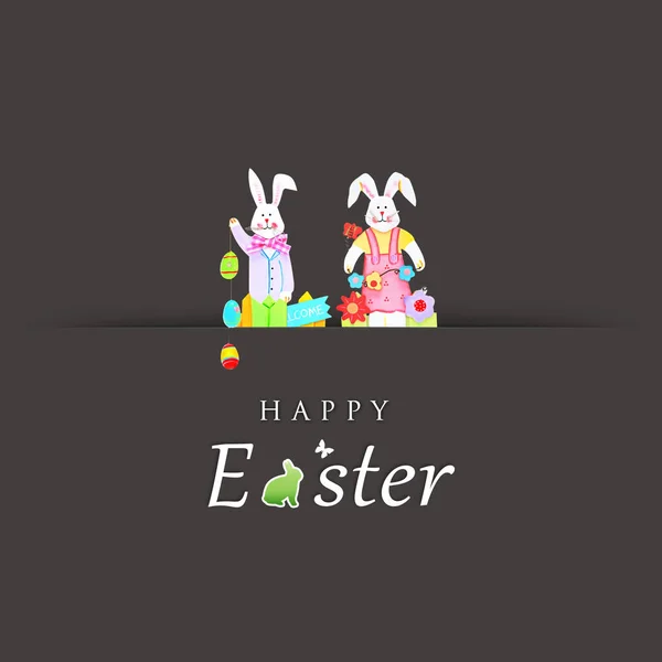 Tarjeta Felicitación Feliz Pascua Con Conejito Huevos Ilustración Vectorial — Foto de Stock