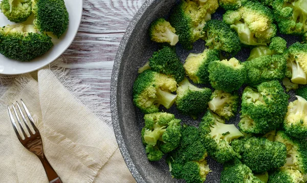Brokoli Rebus Kubis Close Top View Makanan Sehat — Stok Foto