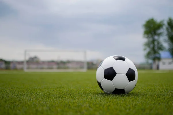 Ballon Football Sur Herbe — Photo