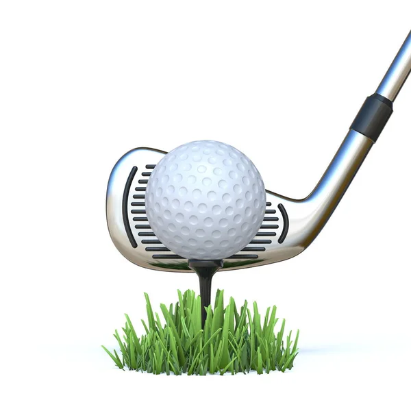 Golf Ball Golf Club Render Illustration Isolated White Background — Stock Photo, Image