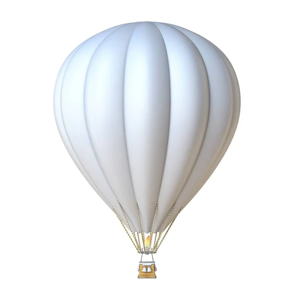 Fehér Hőlégballon Render Illusztráció Elszigetelt Fehér Háttér — Stock Fotó