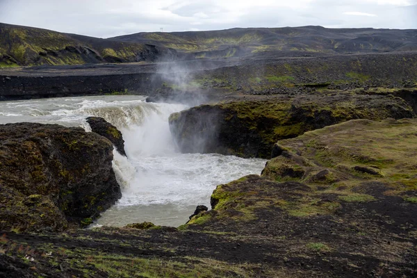 Hafragilsfoss Very Powerful Waterfall Iceland Far Its Bigger Brother Dettifoss — Stock Photo, Image