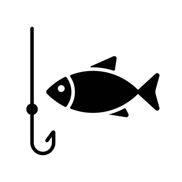 魚ベクトルグリフアイコンで釣り針 キャンプやハイキングの看板 旅行や観光のウェブサイトやアプリのデザイン アプリ Uiのためのグラフシンボル — ストック写真