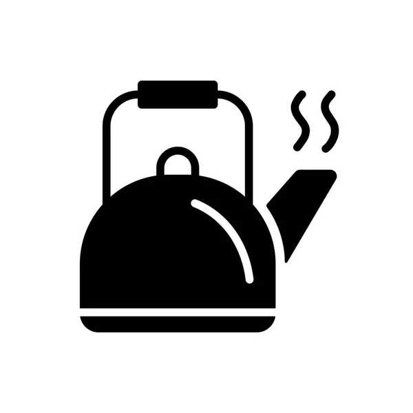 Camping Metall Wasserkocher Vektor Glyphen Symbol Camping Und Wanderwegweiser Grafik — Stockfoto