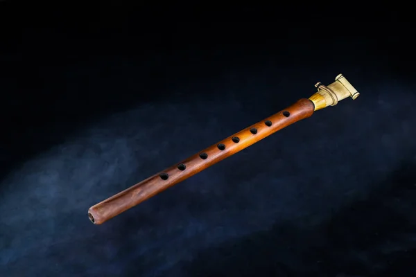 Armenian Musical Woodwind Instrument Duduk Tsiranapogh Isolated Black Background — Stock Photo, Image