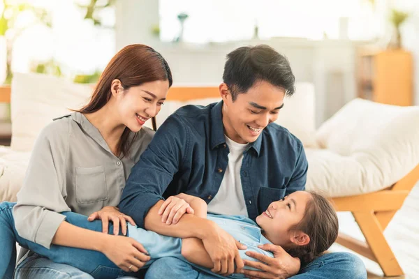 Happy Family Playing Couch Home — Stock Photo, Image
