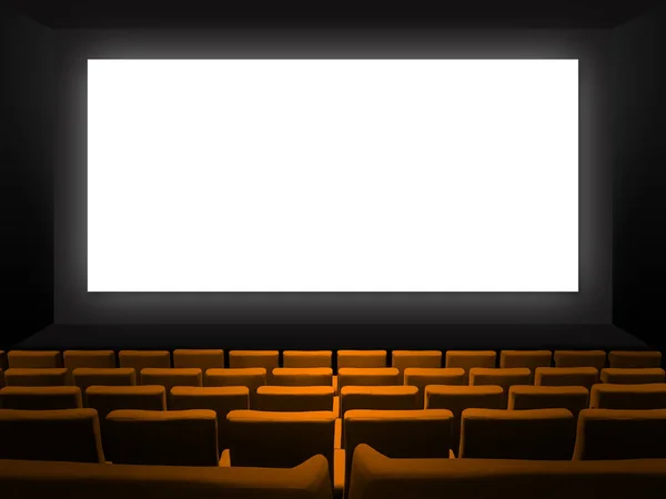 Cine Sala Cine Con Asientos Terciopelo Naranja Una Pantalla Blanca —  Fotos de Stock
