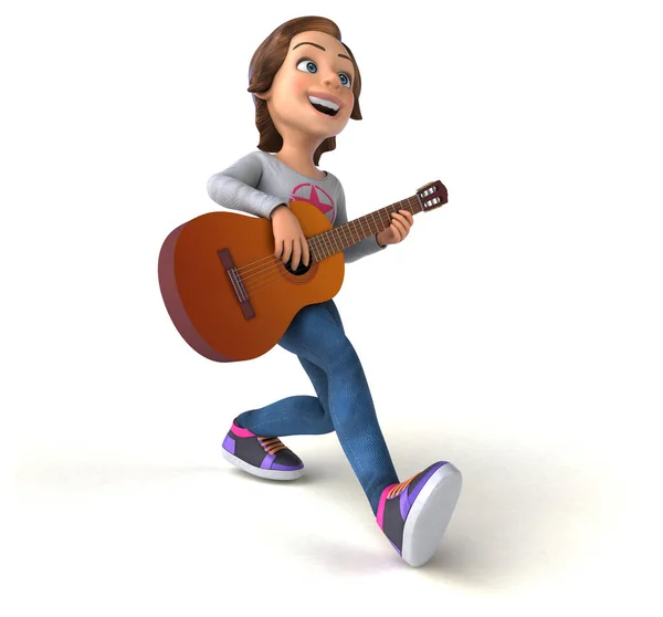 ギターを持つ楽しい3D漫画家 — ストック写真