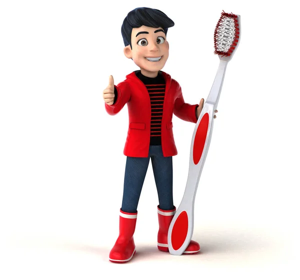 Fun Cartoon Teenage Boy Toothbrush — Stock Photo, Image