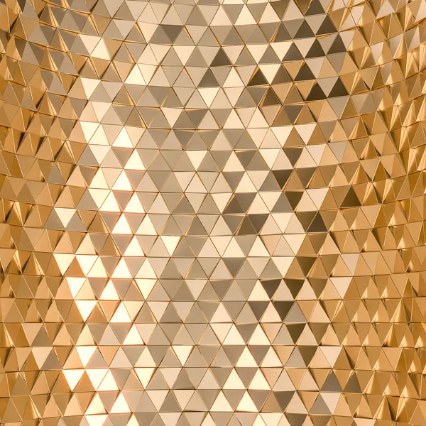 Astratto Sfondo Poligonale Con Triangoli Color Oro Rendering — Foto Stock