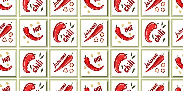 Chili Pepper Super Hot Chili Hot Peppers Seamless Kitchen Pattern — Stock Photo, Image