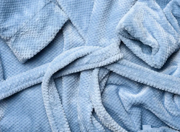 Fragment Gray Blue Plush Robe Belt Close — Stock Photo, Image