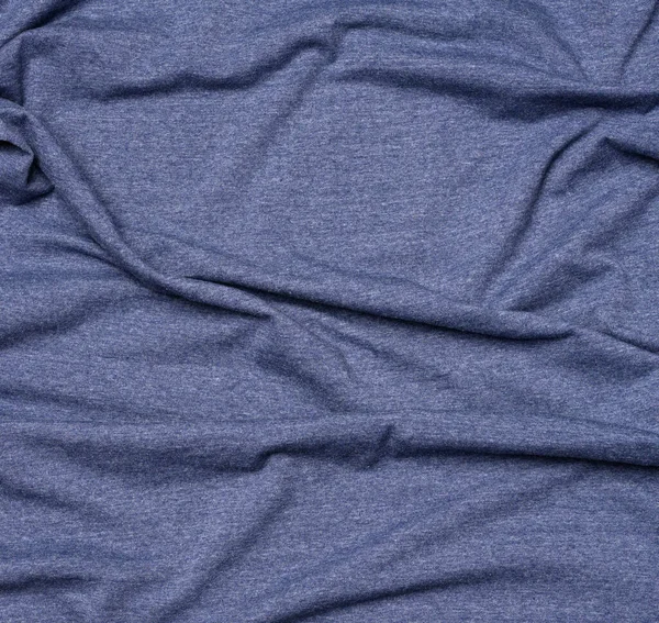 Kırışık Mavi Pamuk Kumaş Tişört Giysi Dikmek Için — Stok fotoğraf