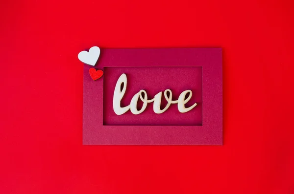 Wenskaart Voor Valentijnsdag Rode Envelop Met Een Liefdesboodschap Valentijnsdag Achtergrond — Stockfoto