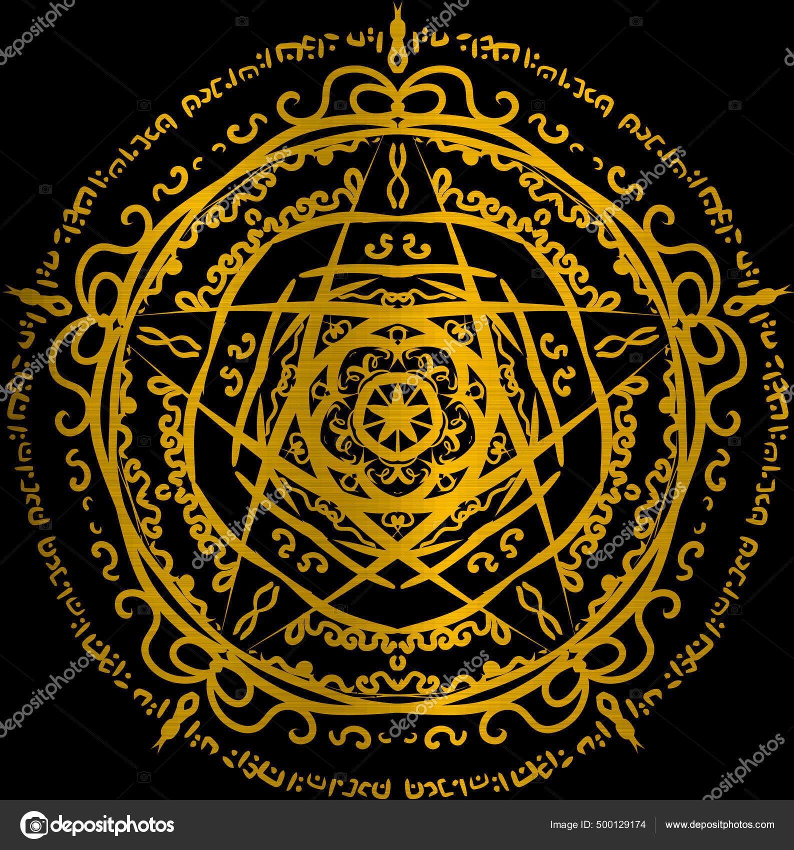 Magic Circle Occultism Power Holy Geometric Golden Metallic Illustration  Star — Stock Photo © PantherMediaSeller #500129174, image size:1588x1700